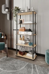 5 Katlı Dekoratif Diktörtgen Kitaplık